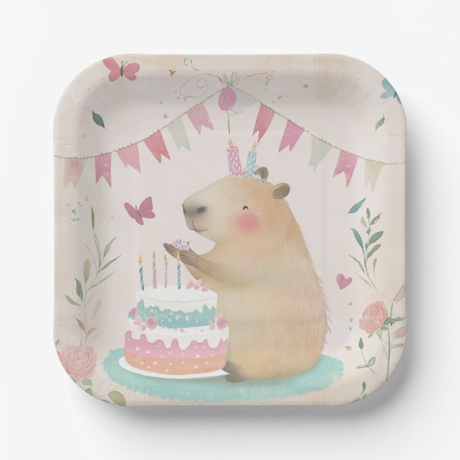 Capybara Birthday Bash Party Decor Papierplatte Pappteller (Vorderseite)