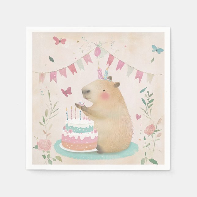 Capybara Birthday Bash Party Dekoration Papier Nap Serviette (Vorderseite)