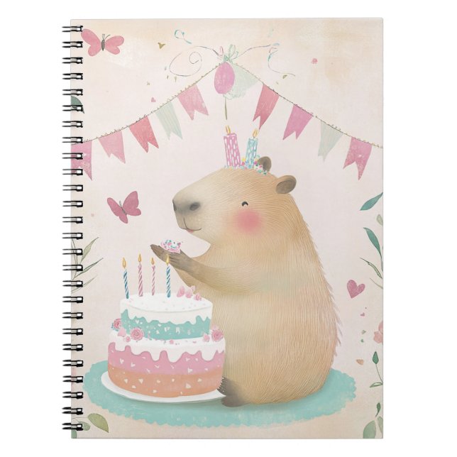 Capybara Birthday Bash Spiral Notebook Notizblock (Vorderseite)