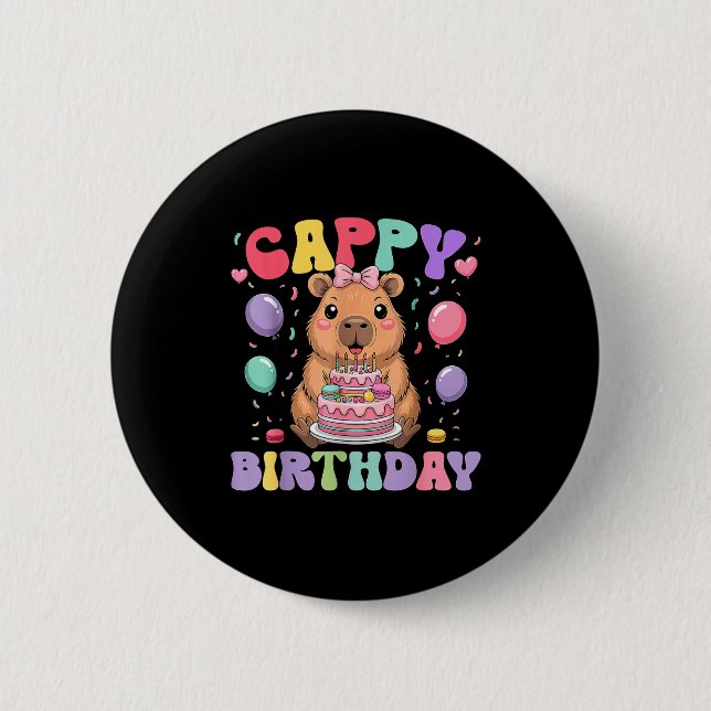 Capybara Birthday Girls Funny Birthday Kids Boys G Button (Vorderseite)