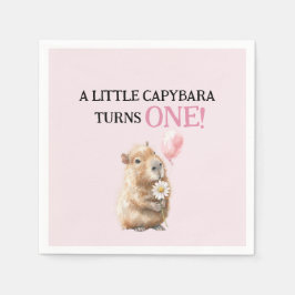 Capybara Birthday Napkin • First Birthday Serviette