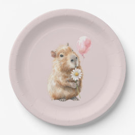 Capybara Birthday Plate • Cute Animal Party Supply Pappteller