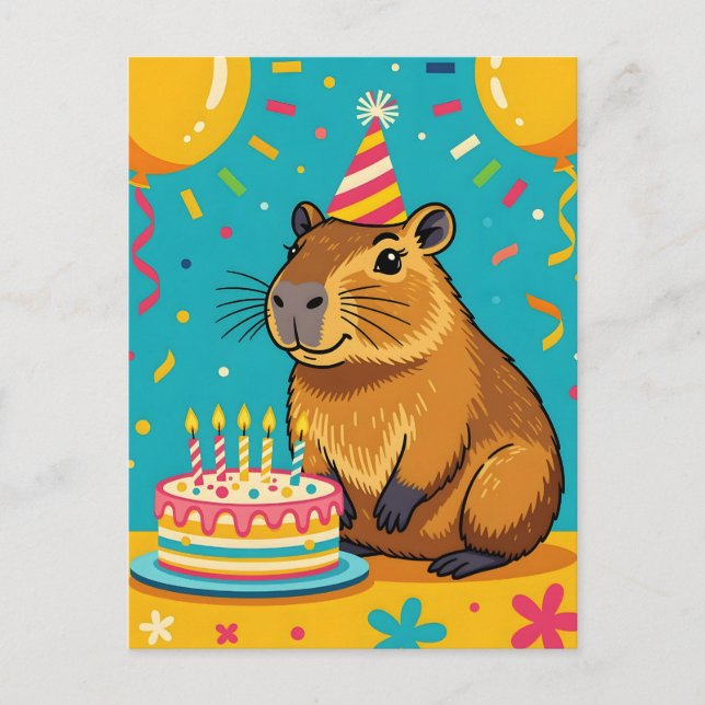 Capybara Birthday Postkarte (Vorderseite)