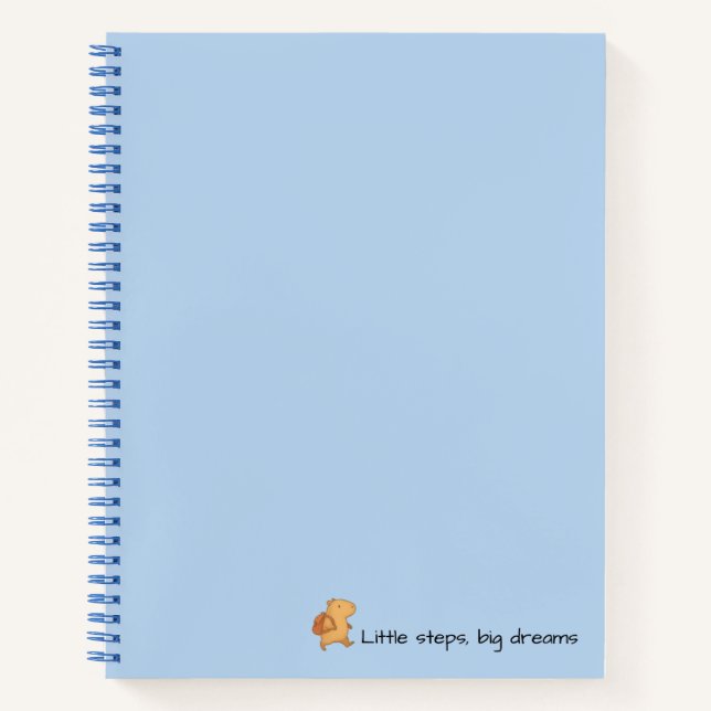 Capybara Blue Notebook - Kleine Schritte Big Dream Notizbuch (Vorderseite)