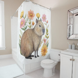 Capybara Blumenduschvorhang Duschvorhang