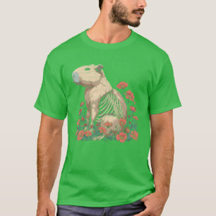 Capybara Blumenskelett-Blume Tier vintage T-Shirt