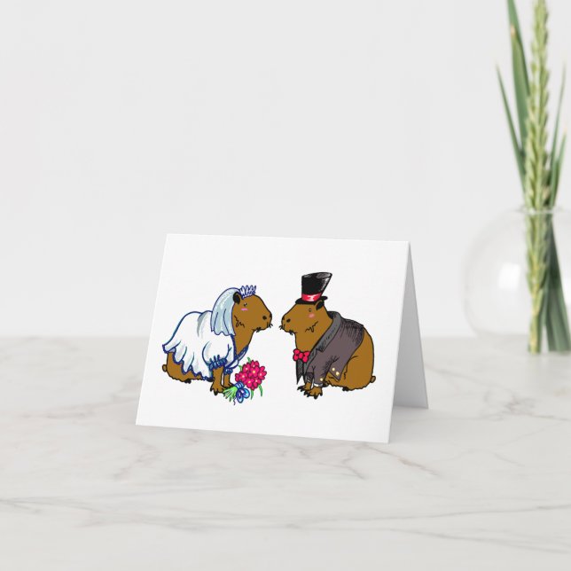 Capybara Bride & Groom Niedliche Hochzeitsillustri Karte (Vorderseite)
