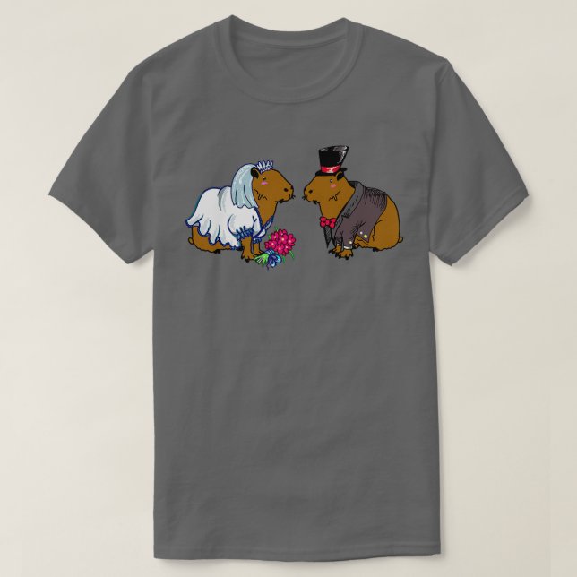 Capybara Bride & Groom Wedding Illustration T-Shirt (Design vorne)