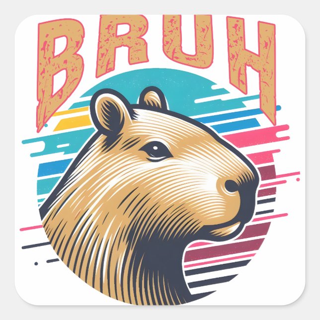 Capybara Bruh Funny Bruh Capybara Lovers Men Kids Quadratischer Aufkleber (Vorderseite)