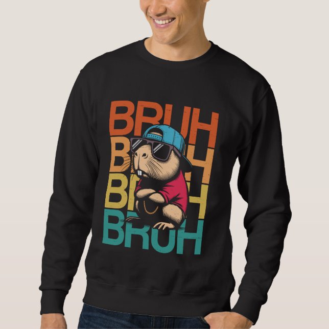 Capybara Bruh Funny Capybara Lover Vintag Retro Sweatshirt (Vorderseite)
