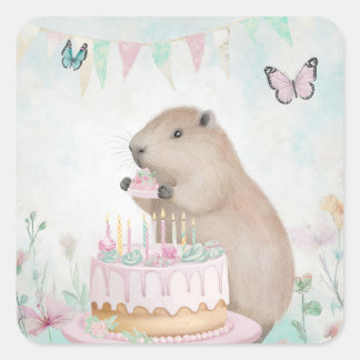 Capybara Cakefest Kids Party Sticker