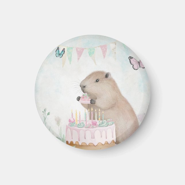 Capybara Cakefest Kinder Party Magnet (Vorne)