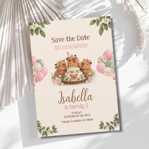 Capybara Capy Party Süße Rosa Kawaii Mädchen Gebur Save The Date