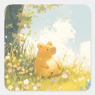 Capybara Chill Spot Quadratischer Aufkleber