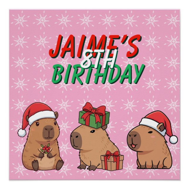 Capybara Christmas Holiday Birthday Poster (Vorderseite)