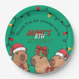 Capybara Christmas Lights Birthday Party  Pappteller