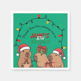 Capybara Christmas Lights Birthday Party  Serviette