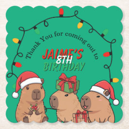 Capybara Christmas Lights Birthday Party  Untersetzer