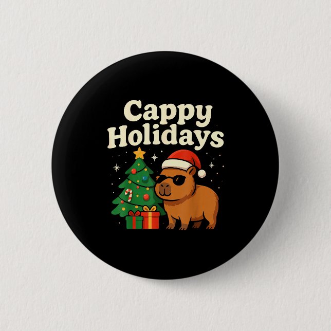 Capybara Christmas Shirt, Funny Capy Holidays  Button (Vorderseite)