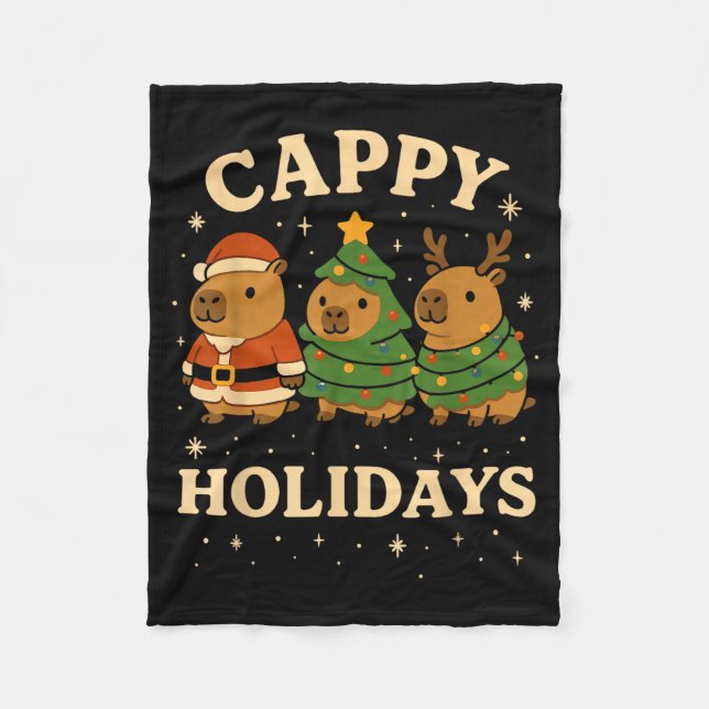 Capybara Christmas Shirt, Funny Capy Holidays  Fleecedecke (Vorderseite)