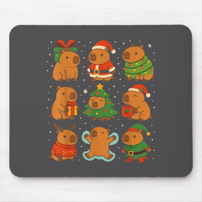 Capybara Christmas Shirt, Funny Capy Holidays  Mousepad (Vorne)