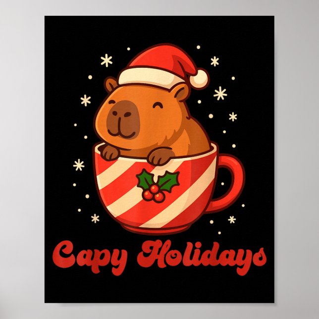 Capybara Christmas Shirt, Funny Capy Holidays  Poster (Vorne)
