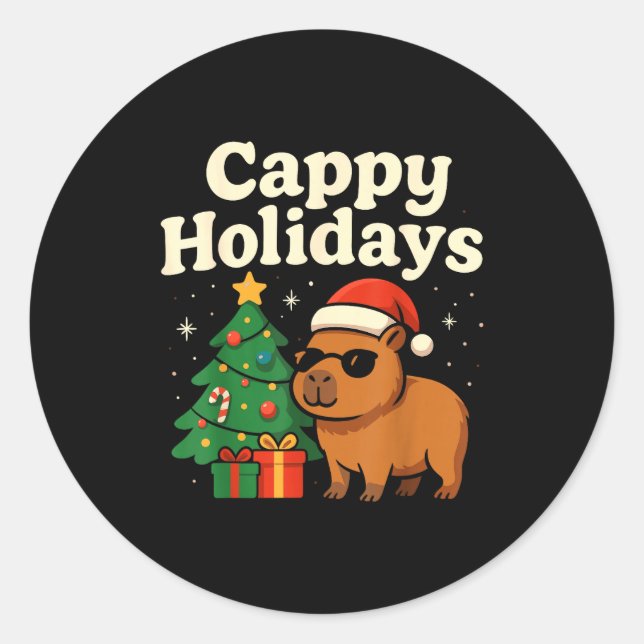 Capybara Christmas Shirt, Funny Capy Holidays  Runder Aufkleber (Vorderseite)
