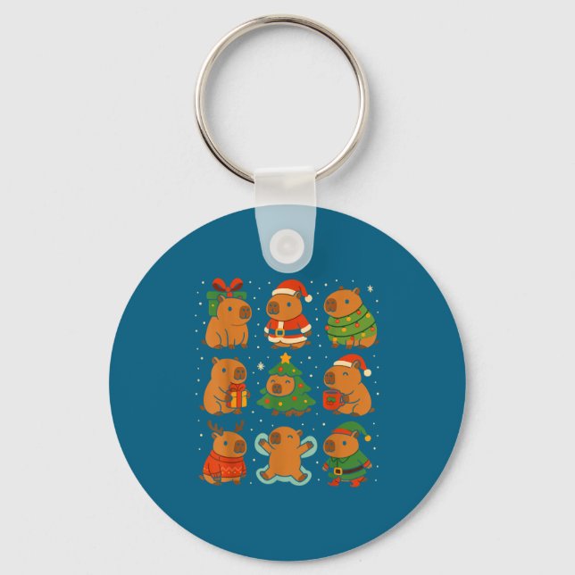 Capybara Christmas Shirt, Funny Capy Holidays  Schlüsselanhänger (Vorderseite)