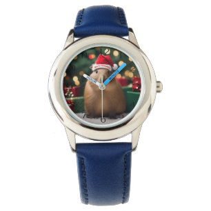 "Capybara Claus: Ein festliches Bokeh-Wunderland" Armbanduhr