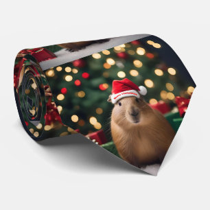 "Capybara Claus: Ein festliches Bokeh-Wunderland" Krawatte