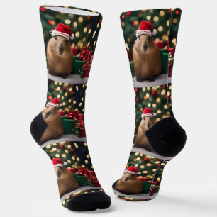 "Capybara Claus: Ein festliches Bokeh-Wunderland" Socken