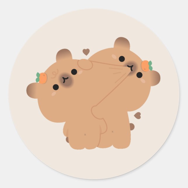Capybara Couple Runder Aufkleber (Vorderseite)