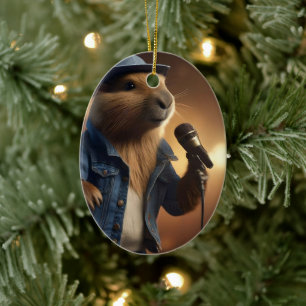 "Capybara Cowboy: Serenading the Wild West" Keramik Ornament