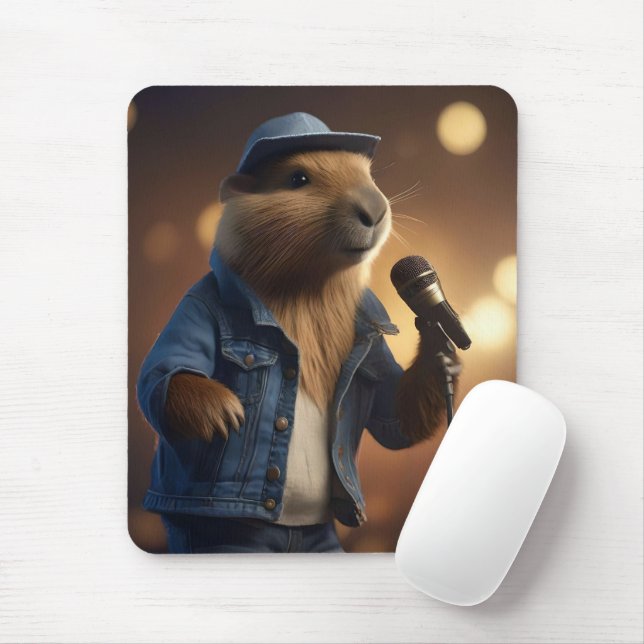 "Capybara Cowboy: Serenading the Wild West" Mousepad (Mit Mouse)