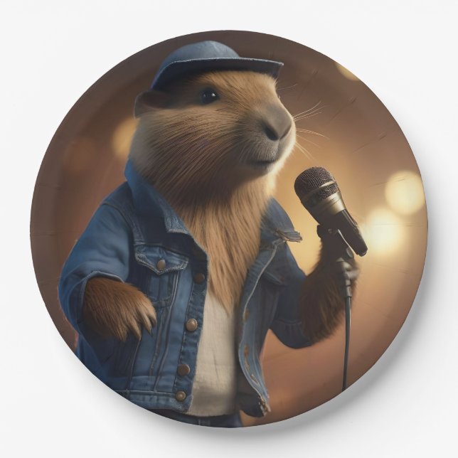 "Capybara Cowboy: Serenading the Wild West" Pappteller (Vorderseite)