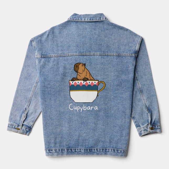 Capybara Cupybara Teacup Tierischer T - Shirt Jeansjacke (Rückseite)