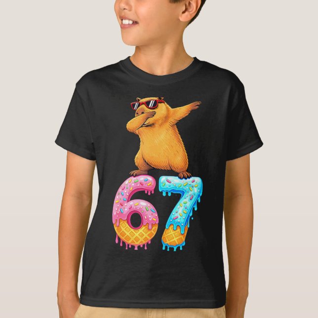 Capybara Dabbing 67 Ice Cream Drip 67 Birthday Boy T-Shirt (Vorderseite)
