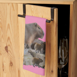 Capybara De Maman Avec Bébés, Serviette De Plat