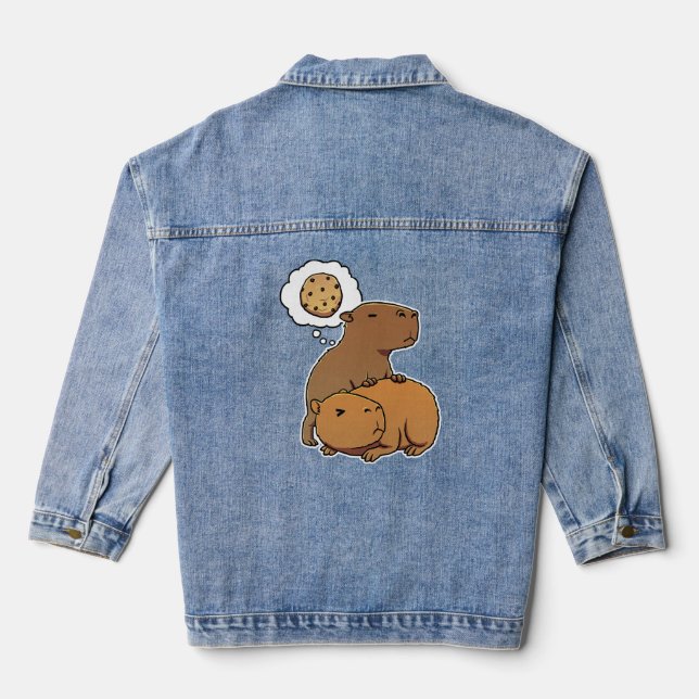Capybara denkt über Cookies nach Jeansjacke (Rückseite)