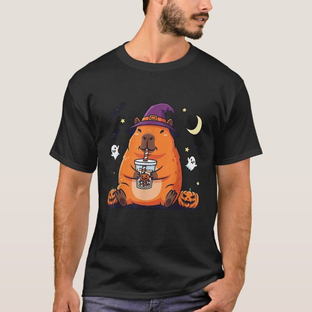 Capybara Drink Blase Tee Halloween Spooky Seas (Vorderseite)