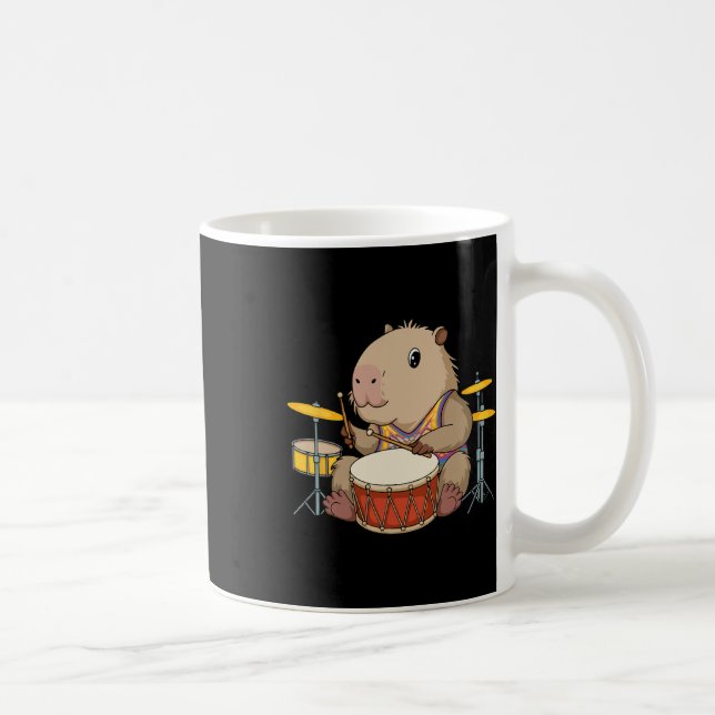 Capybara Drummer Trommeln Rodents Funny Capyb Kaffeetasse (Rechts)
