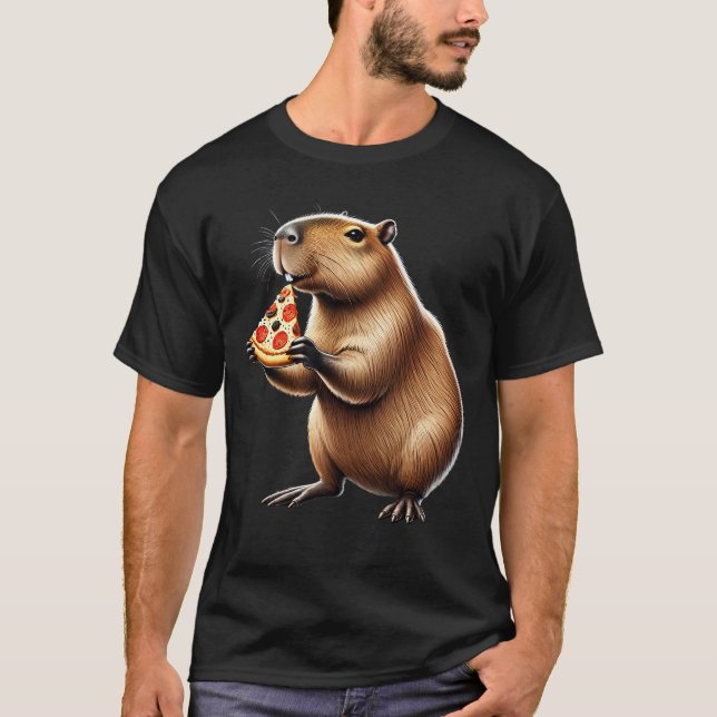Capybara Eating Pizza Capybara Pizza Lover T-Shirt (Vorderseite)