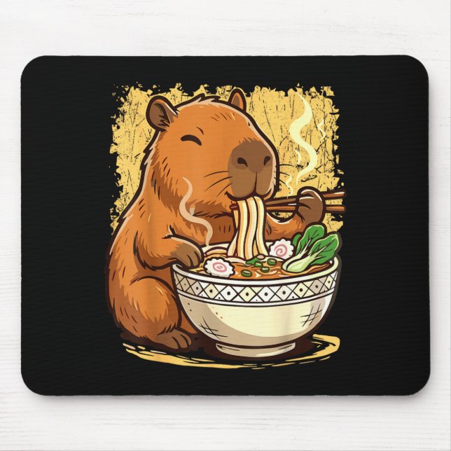 Capybara Eating Ramen Noodles  Mousepad (Vorne)