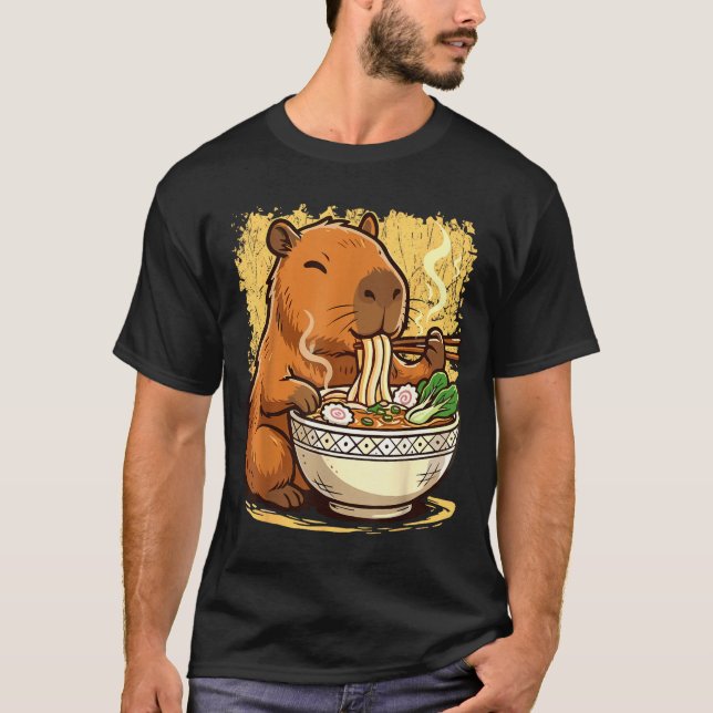 Capybara Eating Ramen Noodles  T-Shirt (Vorderseite)