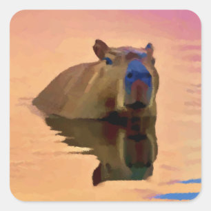 Capybara Einfachheit Ruhe am See Quadratischer Aufkleber