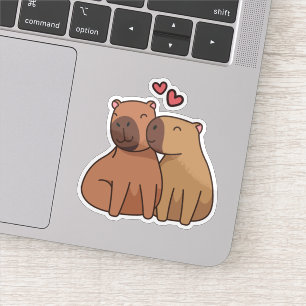 Capybara en amour autocollant