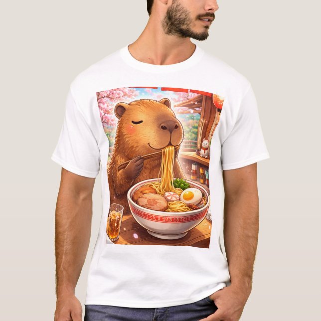Capybara enjoying Ramen T-Shirt (Vorderseite)