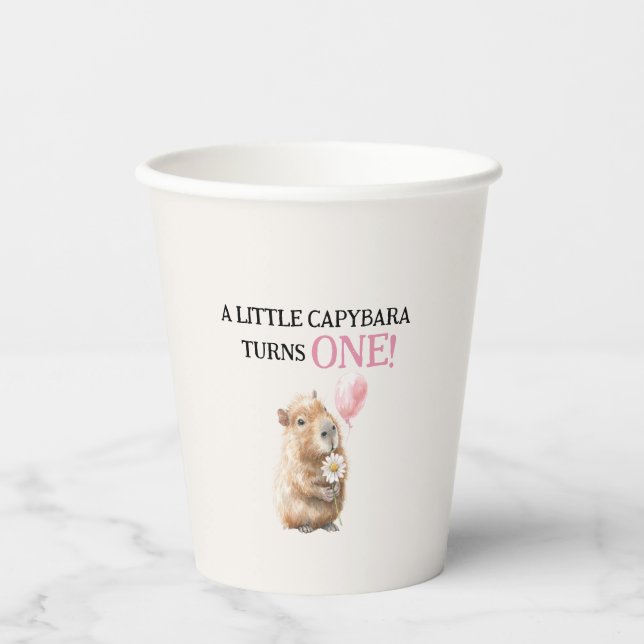 Capybara First Birthday  Pappbecher (Vorderseite)