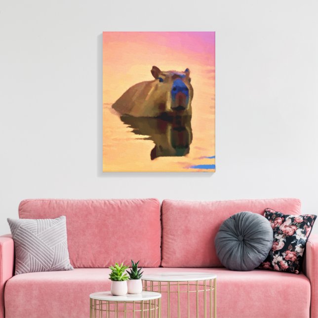 Capybara Friedlich Leinwanddruck (Insitu (Wohnzimmer))