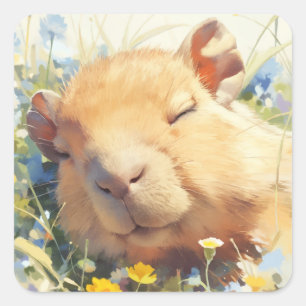 Capybara Friedlicher Schlaf Quadratischer Aufkleber